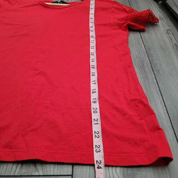 Fig Women's Short Sleeve Eyelet Cotton Top Size Medium Coral - Picture 7 of 9